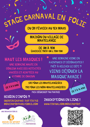 Un stage "Carnaval en folie" du 26 février au 1er mars à Martelange (inscription ouverte)