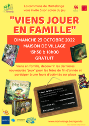 "Viens jouer en famille", le salon du jeu de Martelange revient le dimanche 23 octobre 2022
