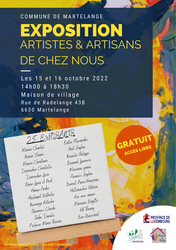 Exposition Artistes & Artisans de chez nous, le week-end du 15 et 16 octobre à la Maison de village