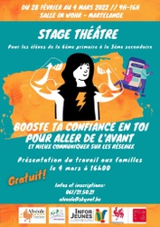 Stage de théâtre "Booste ta confiance en toi" du 28 février au 04 mars (GRATUIT)